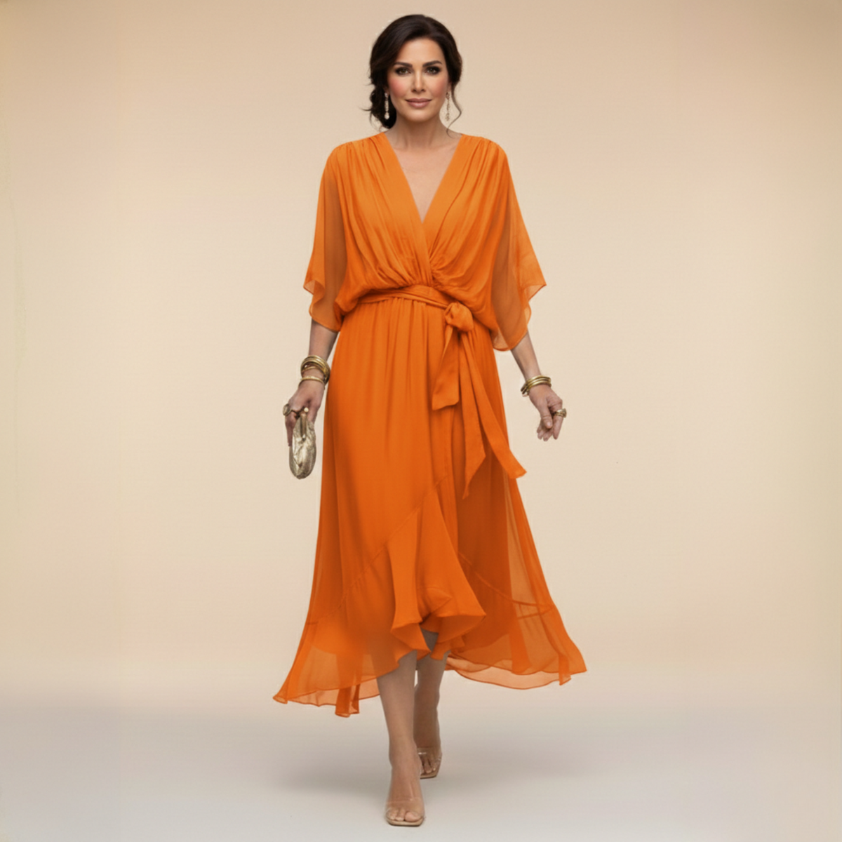 MARTA™ | VESTIDO DE CHIFFON CON ESCOTE EN V" 

Rewritten Title: "MARTA™ | Vestido de Chiffon con Elegante Escote en V