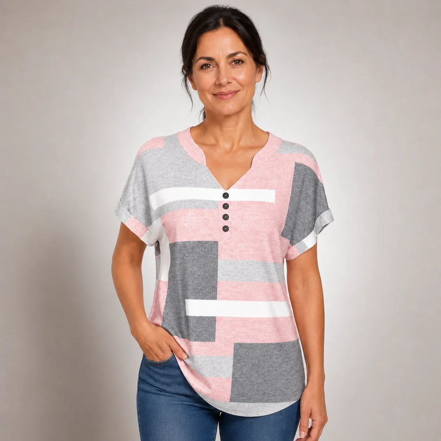 Macarena™ | Blusa de Color en Bloques con Escote en V