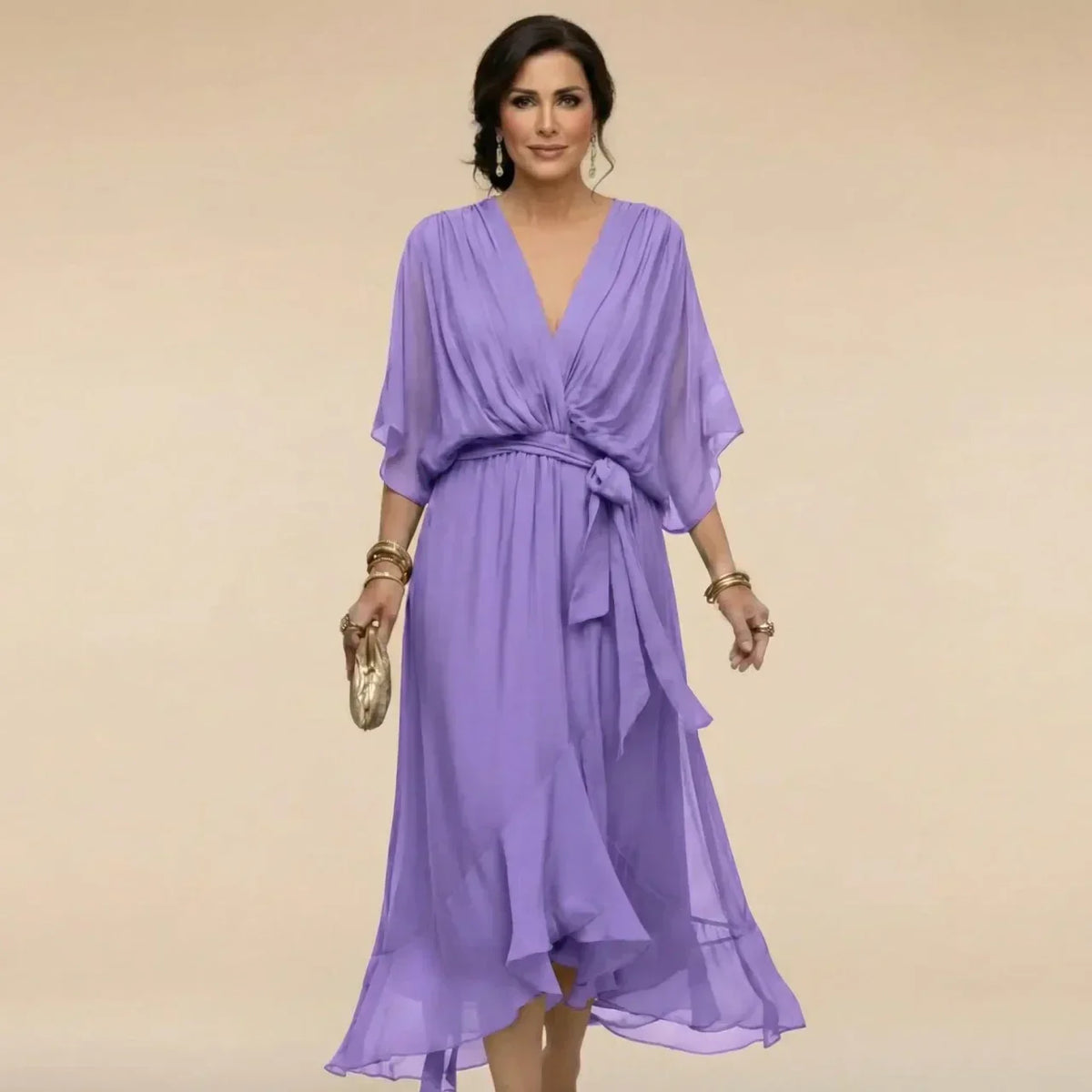 MARTA™ | VESTIDO DE CHIFFON CON ESCOTE EN V" 

Rewritten Title: "MARTA™ | Vestido de Chiffon con Elegante Escote en V
