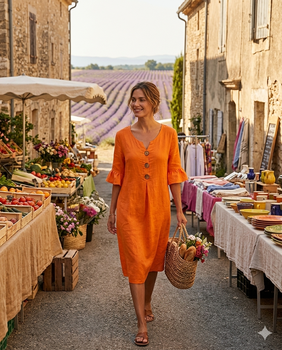 Vestido Lino Botones