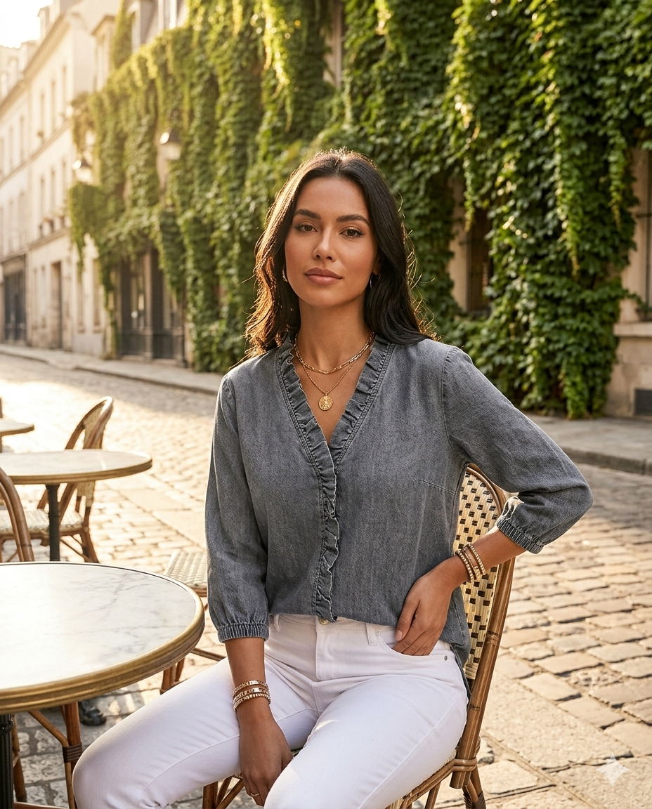 Blusa Denim Volante