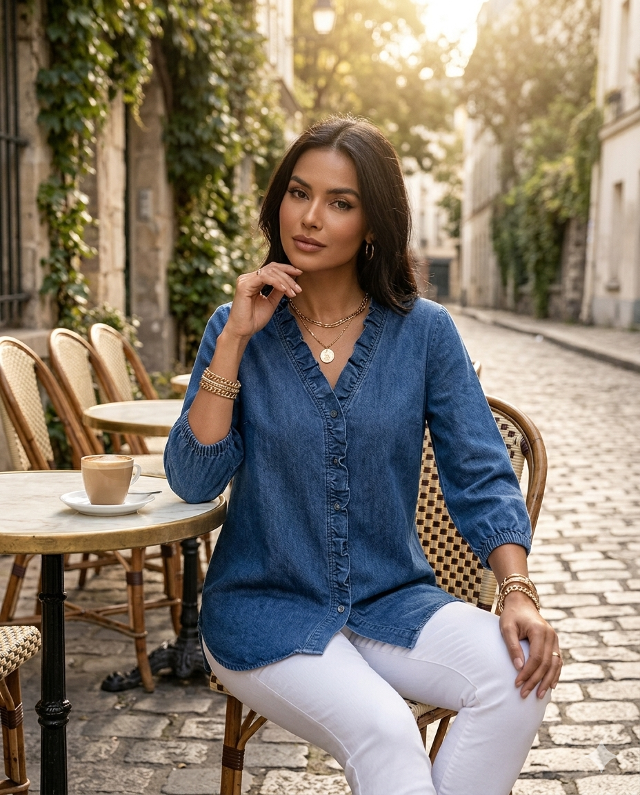 Blusa Denim Volante